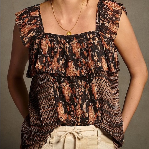 NWT Anthropologie LetMeBe Olympia Pintucked Blouse - Picture 2 of 8